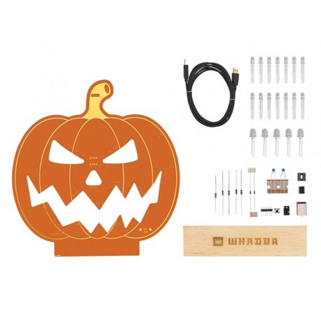 Détail des composants du Kit Citrouille lumineuse Whadda WSXL108