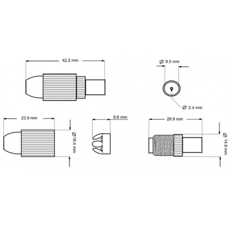 Dimensions du connecteur PAL (TV) mâle 9,5 mm