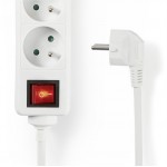 Multiprise blanche avec 3 prises et 2 ports chargeur USB sur rallonge 1,5 m