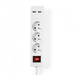 Multiprise 3 prises avec terre et USB (3680 W / 16A)