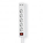 Multiprise blanche 5 prises avec 2 ports USB