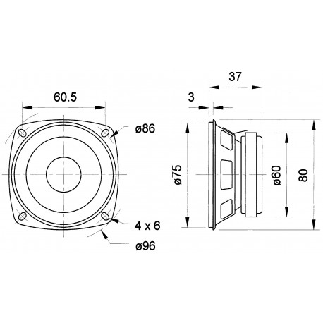Haut-parleur large bande FR 8 - 4 Ohm - 8 cm (3,3")  - 2