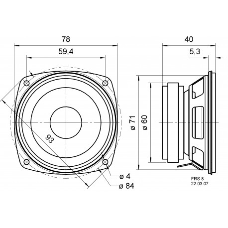 FRS 8 - 8 Ohm - 8 cm (3,3") haut-parleur HiFi large bande  - 3