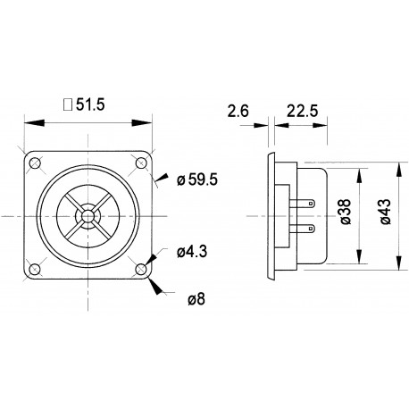 SC5 - 8 Ohm 13 mm (0,5") Haut-parleur à dôme en polycarbonate à blindage magnétique  - 3