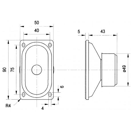 Haut-parleur large bande 5 x 9 cm (2" x 3,5") à blindage magnétique  - 3