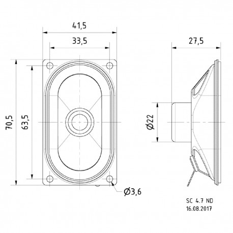Haut-parleur large bande 4 x 7 cm (1,6" x 2,8") à blindage magnétique  - 3
