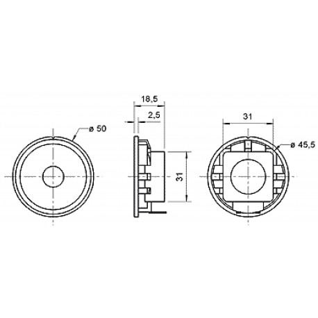Haut-parleur large bande 5 cm (2") avec panier en plastique et diaphragme en plastique  - 4