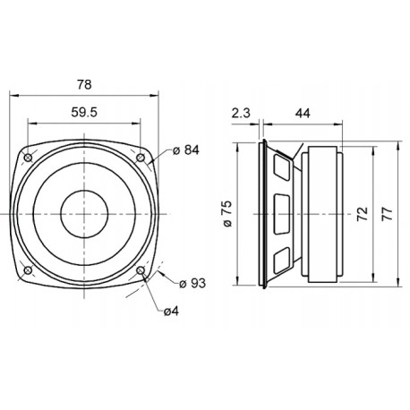 FRS 8 M - 8 Ohm - Haut-parleur large bande HiFi 8 cm (3,3")  - 3