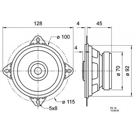 Haut-parleur coaxial 2 voies 10 cm (4") avec panier standard et tweeter piézoélectrique  - 3