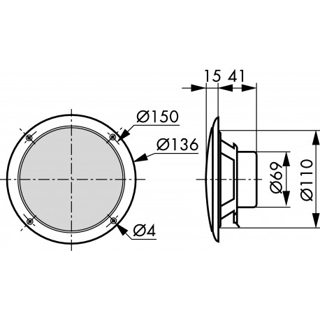 FR 13 WP - 4 Ohm (noir) - Haut-parleur large bande 13 cm (5") résistant à l'eau salée  - 5