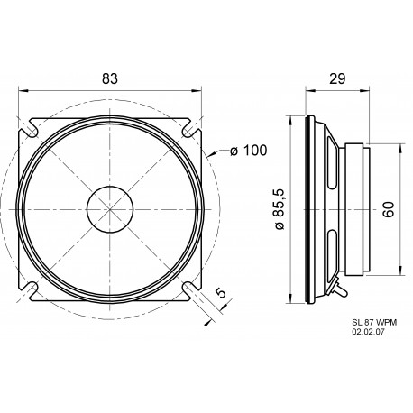 SL87 WPM Haut-parleur large bande étanche 8 cm (3,3") 4 Ohms avec cône en plastique transparent et bague d'étanchéité en ca  - 3