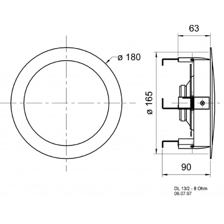 Haut-parleur de plafond HiFi DL 13/2 T - 8 Ohm - 13 cm (5")  - 3