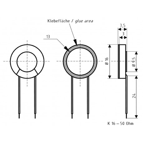 Haut-parleur miniature K 16 - 50 Ohm - 1,6 cm (0,63")  - 3