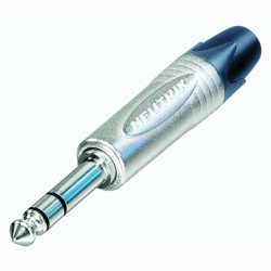 Fiche jack professionnelle 1/4" 3 pôles, contacts nickel, boîtier nickel  - 1