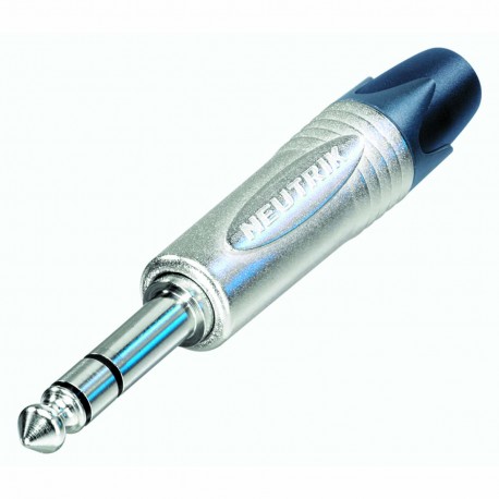 Fiche jack professionnelle 1/4" 3 pôles, contacts nickel, boîtier nickel  - 1
