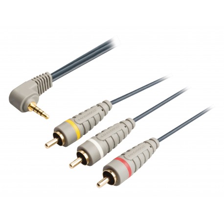 Câble vidéo composite 3.5 M - 3RCA M 3,5 mm mâle - 3x RCA Mâles 2.00 m Bleu  - 2