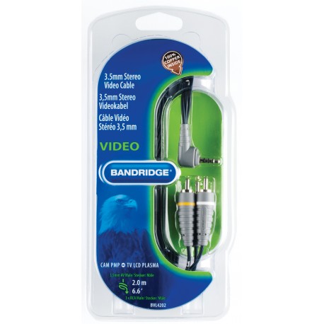 Câble vidéo composite 3.5 M - 3RCA M 3,5 mm mâle - 3x RCA Mâles 2.00 m Bleu  - 4