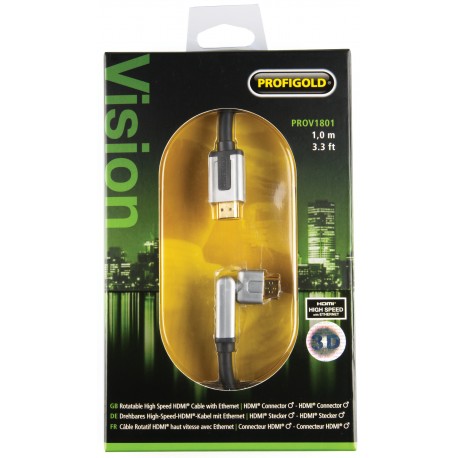 Câble HDMI avec Ethernet haute vitesse AM - AM rotatif Connecteur HDMI - Connecteur HDMI Rotatif 1.00 m Noir  - 2