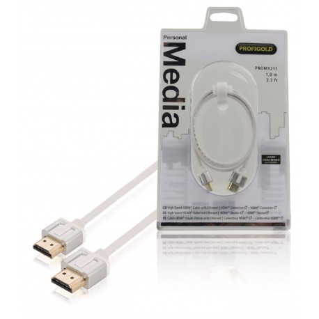 Câble HDMI avec Ethernet haute vitesse AM - AM Connecteur HDMI - Connecteur HDMI 1.00 m Blanc  - 1