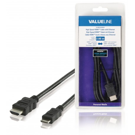 Câble HDMI avec Ethernet haute vitesse AM - CM Connecteur HDMI - HDMI Mini Mâle 2.00 m Noir  - 1