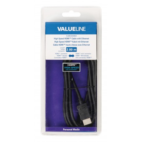 Câble HDMI avec Ethernet haute vitesse AM - CM Connecteur HDMI - HDMI Mini Mâle 2.00 m Noir  - 4