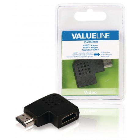 Adaptateur HDMI High Speed avec Ethernet Coudé à gauche Connecteur HDMI - HDMI femelle Noir  - 2