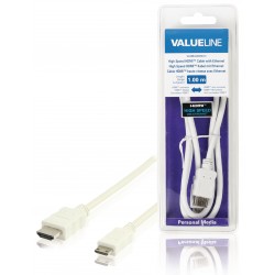 Câble HDMI avec Ethernet haute vitesse AM - CM Connecteur HDMI - HDMI Mini Mâle 1.00 m Blanc  - 1