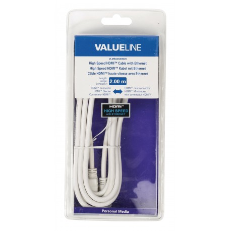 Câble HDMI avec Ethernet haute vitesse AM - CM Connecteur HDMI - HDMI Mini Mâle 2.00 m Blanc  - 4