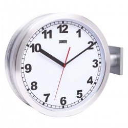 Horloge de gare double 38 cm Analogiques Argent/Blanc  - 1