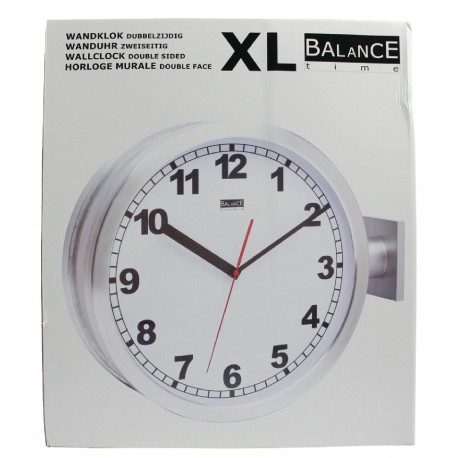 Horloge de gare double 38 cm Analogiques Argent/Blanc  - 2