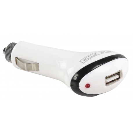 Chargeur de voiture 1-Output 1.0 A USB Blanc  - 3