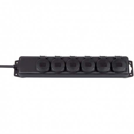 Prise d'extension 6 Voies 2.00 m Noir - Le contact de protection  - 1