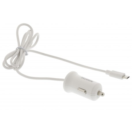 Chargeur de voiture 2.4 A Micro USB Blanc  - 4