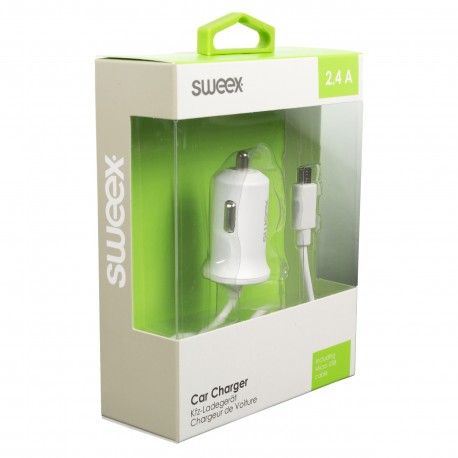 Chargeur de voiture 2.4 A Micro USB Blanc  - 7