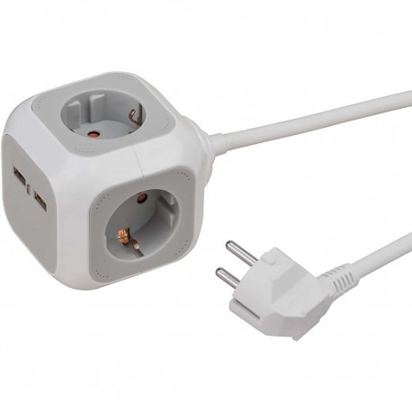 Prise ALEA-Power Plug avec bloc USB / Plug (Prises de courant 4 voies, 2x chargeur USB et câble de 1,4 m)  - 1