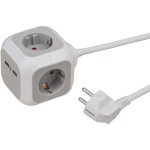 Prise ALEA-Power Plug avec bloc USB / Plug (Prises de courant 4 voies, 2x chargeur USB et câble de 1,4 m)  - 1
