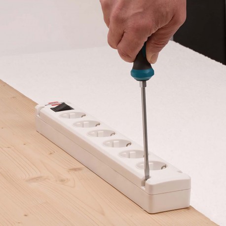 Multiprise Bremounta 6 voies (multiprise avec prises à 90 degrés, multiprise avec option de montage et câble de 3 m) blanc  - 6