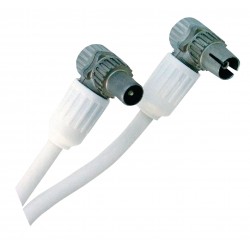 Câble antenne coaxial Coax Mâle (IEC) - Coax Femelle (IEC) Coudé 5.00 m Blanc  - 1