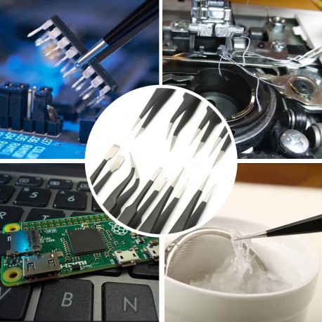 Set de 9 brucelles antistatiques PCW08G  - 3