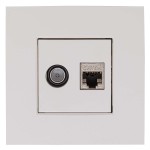 EDB02 CDN Prise murale coax TV / Data RJ45 avec enjoliveur et plaque de finition Niko 9010, approuvé Telenet/VOO  - 1