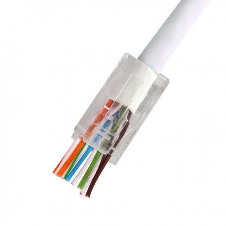 QCRJ45 CAT6 UTP 100 Connecteur data RJ45 à connexion rapide U/UTP CAT6 avec protège-clips blanc  - 1
