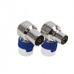 KOKWI 5/KOSWI 5 Connecteurs IEC CATV Push On (1 X Femelle/1 X Mâle, Perpendiculaire)  - 1