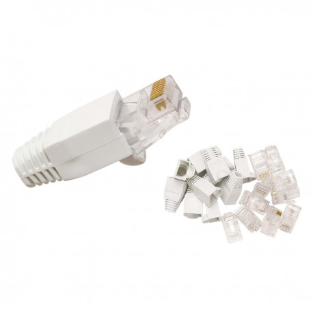 10 connecteurs RJ45 CAT6 avec capuchon blanc