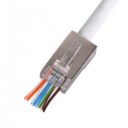 QCRJ45 CAT6 FTP 100 Connecteur data RJ45 à connexion rapide U/FTP CAT6 avec protège-clips blanc - 100 piéces  - 1