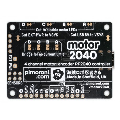 Face arrière de la platine Motor 2040 quad controller Pimoroni PIM618