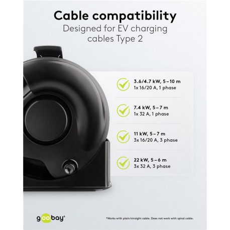 Longueurs des câbles de recharge compatibles avec l'enrouleur 60571