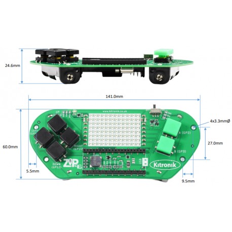 Dimensions de la Pico ZIP 64 Retro Gamer Kitronik 5347