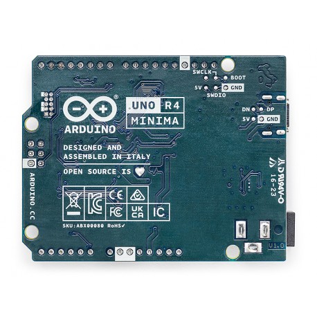 Carte Arduino UNO R4 Minima ABX00080 vue de dessous