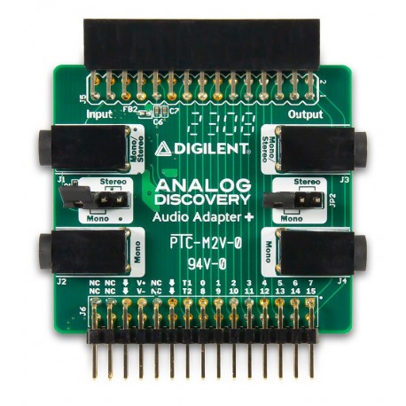 Face avant de la platine Analog Discovery Audio Adapter+