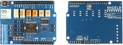 La carte Arduino Motor Shield face dessus - face dessous